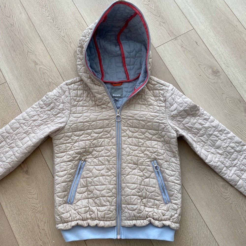Bench Quilted Puffer Jacket in Beige and Light Blue